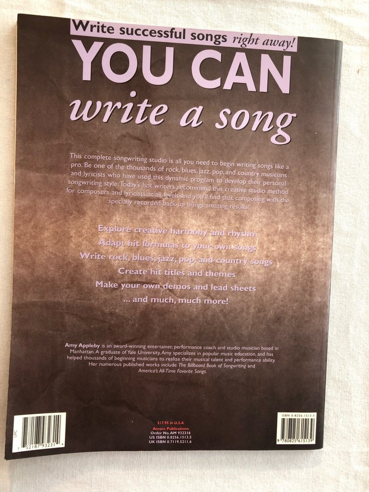 You Can Write A Song w/CD by Amy Appleby