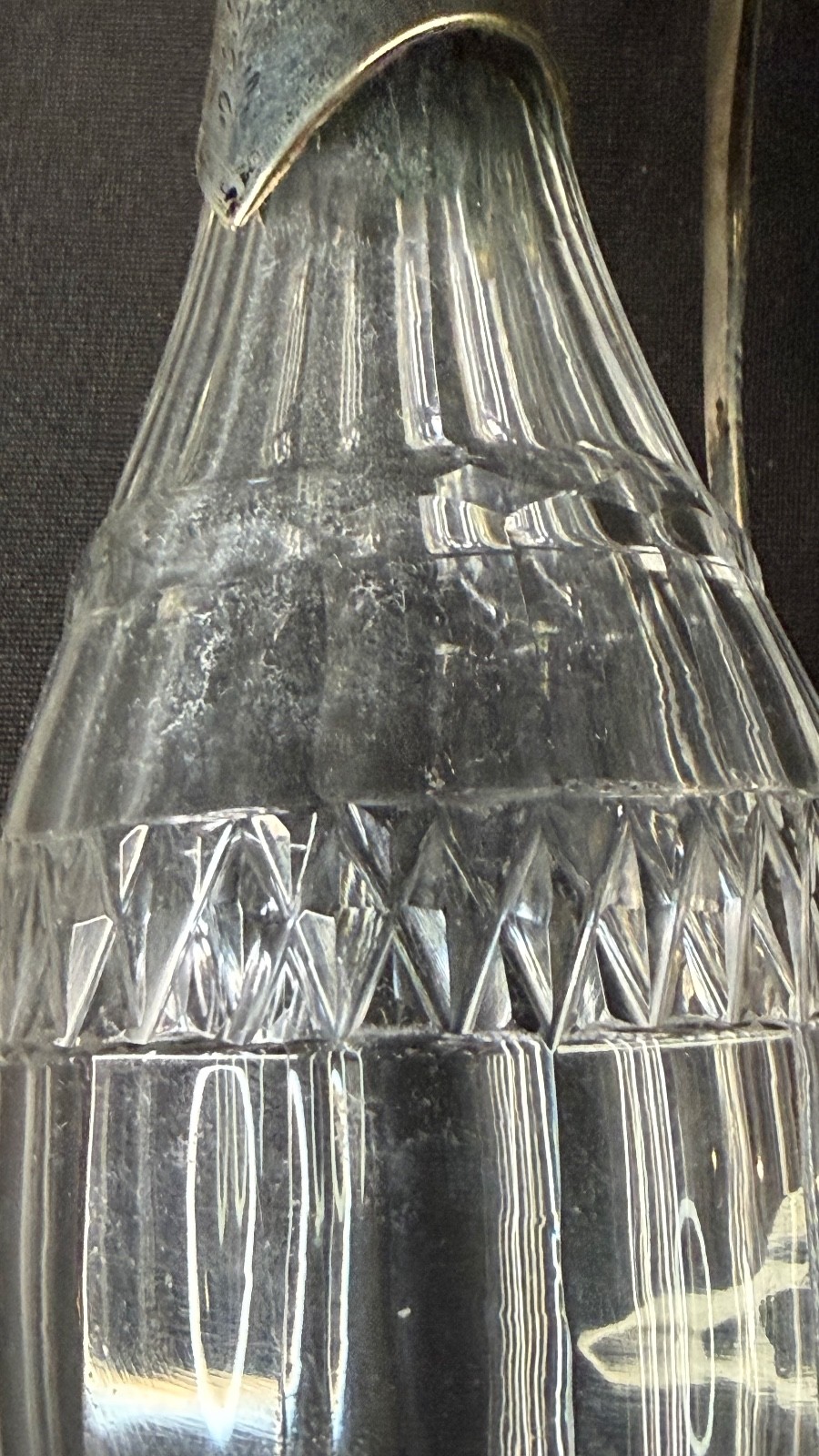 Antique English George III Sterling & Cut Glass Decanter 1800