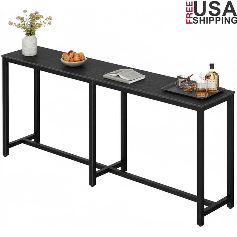 Narrow Space Saving Bar Table Counter Height Metal Frame Kitchen Dining New