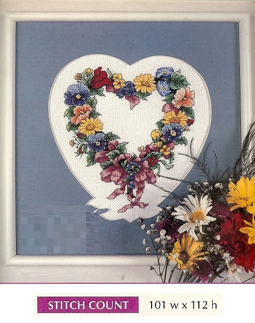 FLORAL HEART    - CROSS STITCH  PATTERN ONLY  HM - SUS