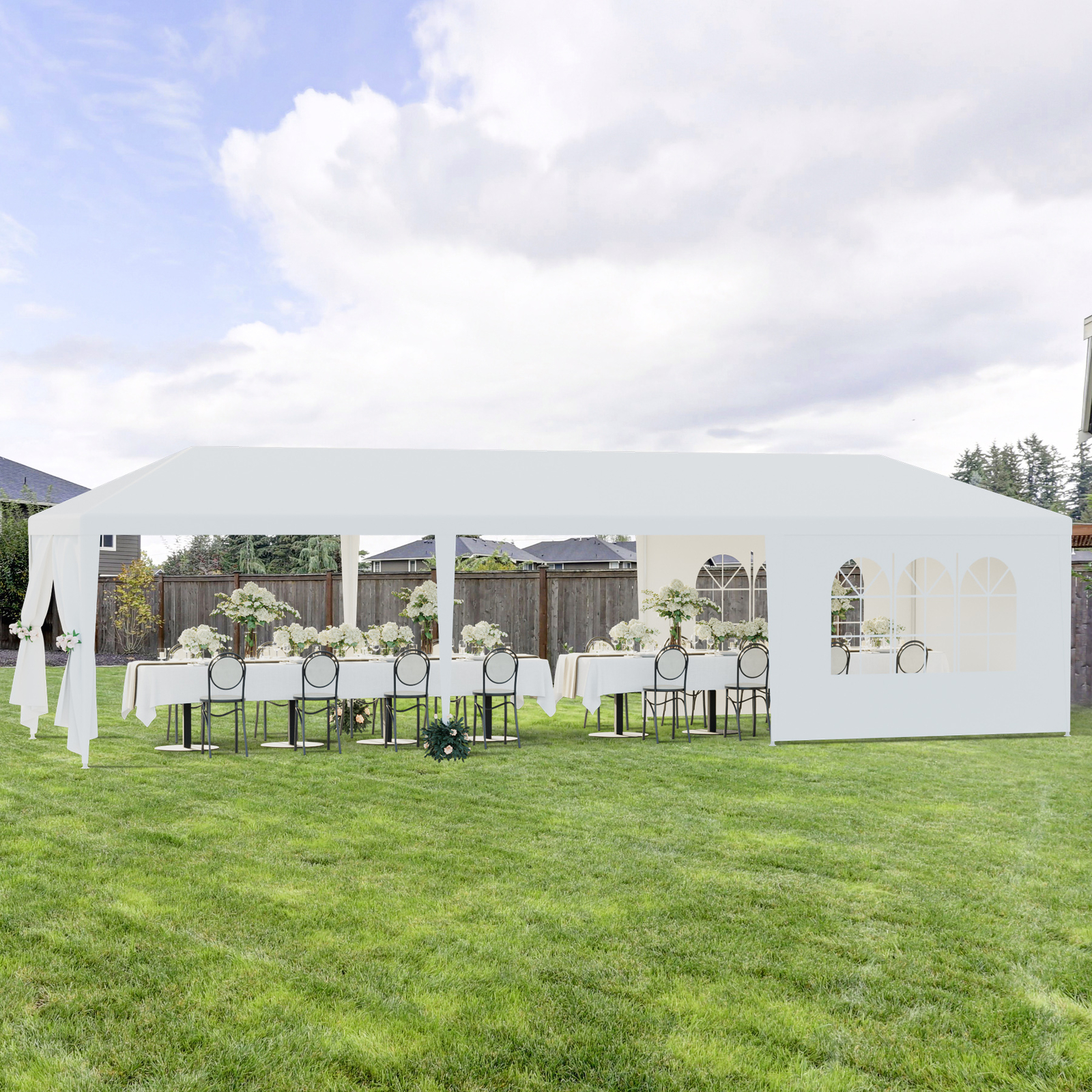 2PCS 10'x30' White Outdoor Gazebo Canopy Wedding Party Tent 8 Removable Walls