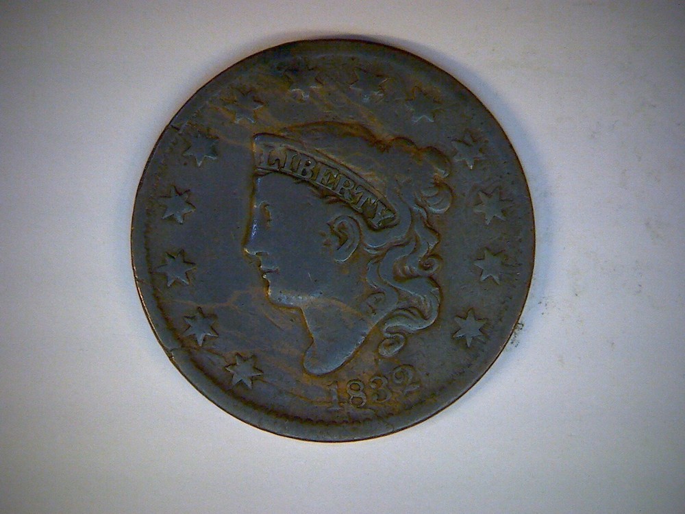 1832 U.S. LARGE CENT,   LARGE LETTERS, CORONET CENT,