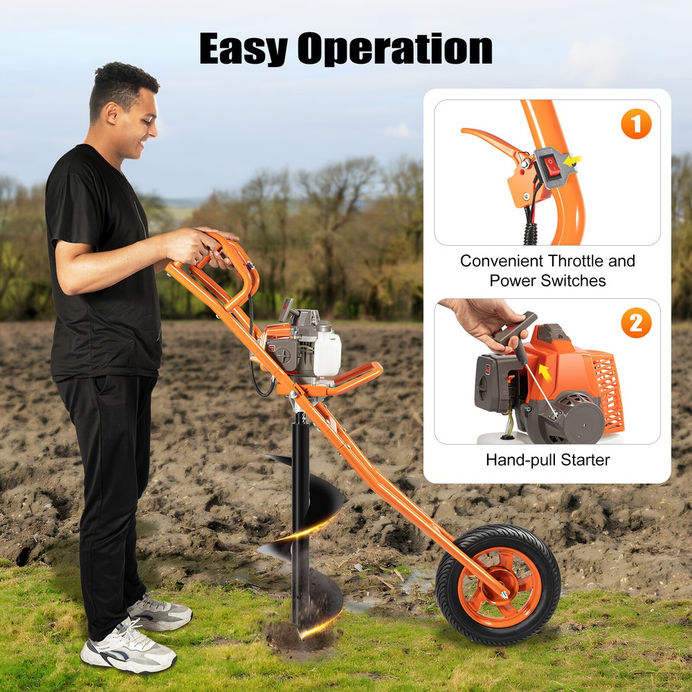63CC 3HP 2-Stroke Ground Auger Post Hole Digger Drilling Borer Machine & 11" Bit