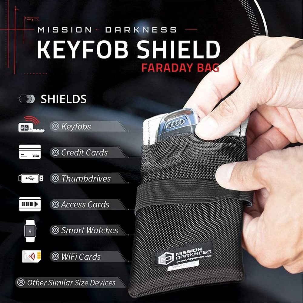 Mission Darkness Faraday Bag for Keyfobs (2-Pack) // RF 2 Pack, Black