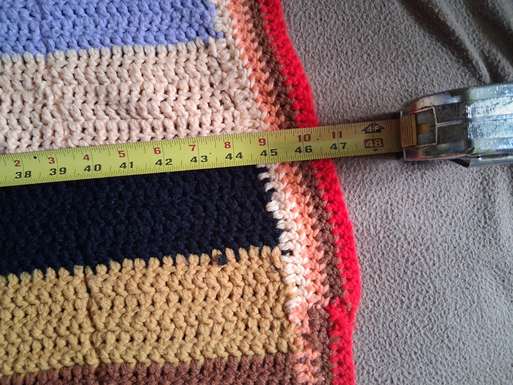 HAND MADE Crochet Blanket approx. 48 x 48 multicolor wool.
