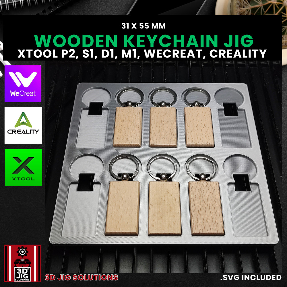 Diode & CO2 Laser Jig | Rectangle Wood Keychain Template