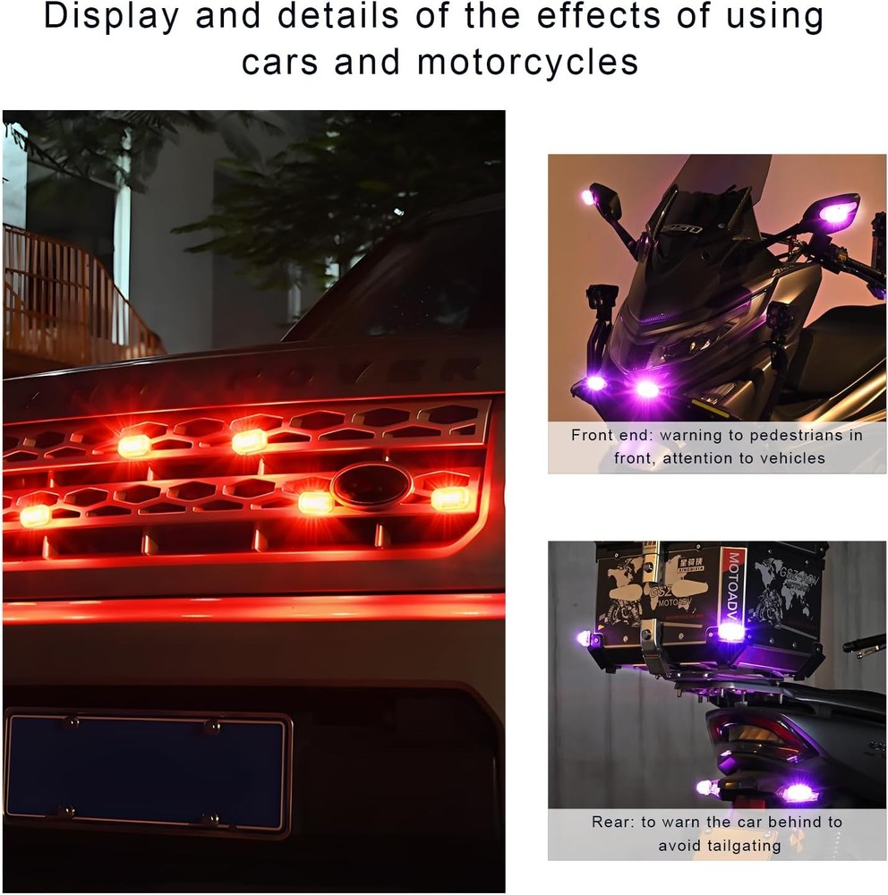 4PCS Wireless LED Strobe Lights with Remote Control, 8 Colors USB Rechargeable A