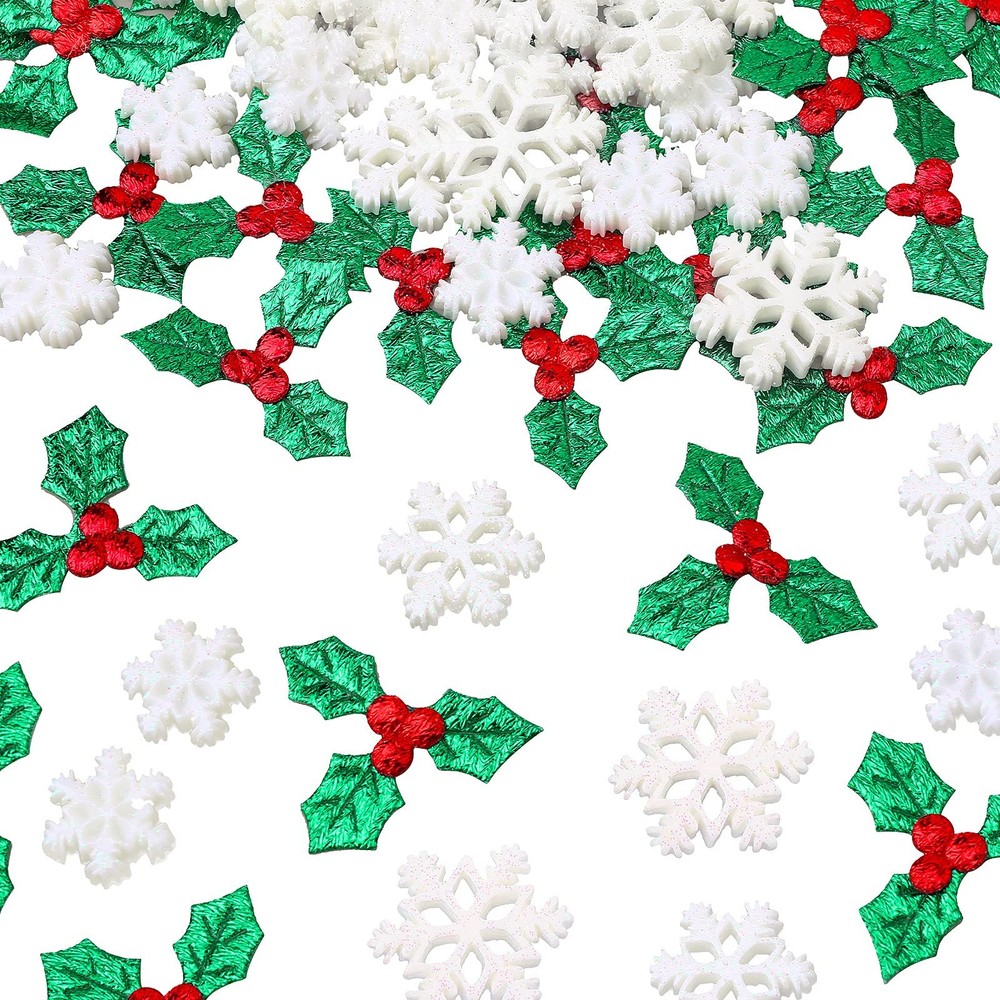 Jetec 150 Pcs Tiny Resin Christmas Snowflake Decorations Small, White, Green