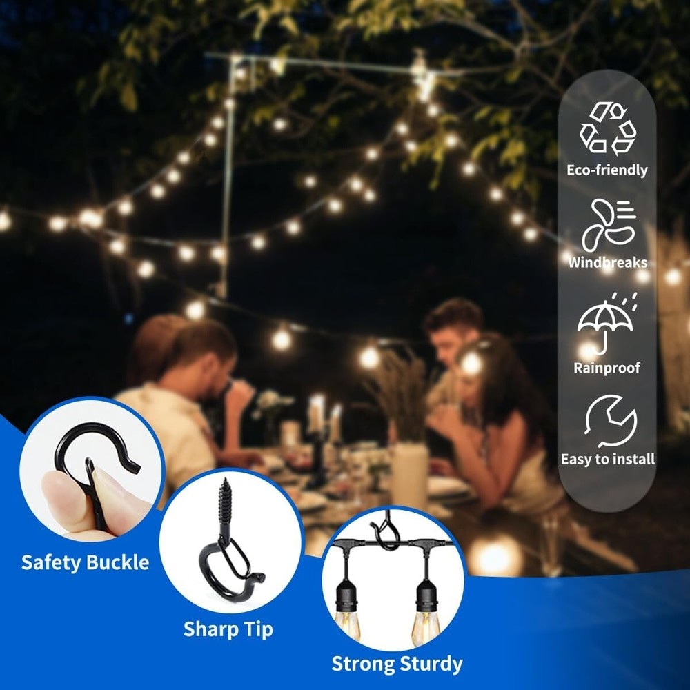 1/20 Pack Ceiling Eye Hooks Screw Hooks for Hanging Plants Outdoor String Lights