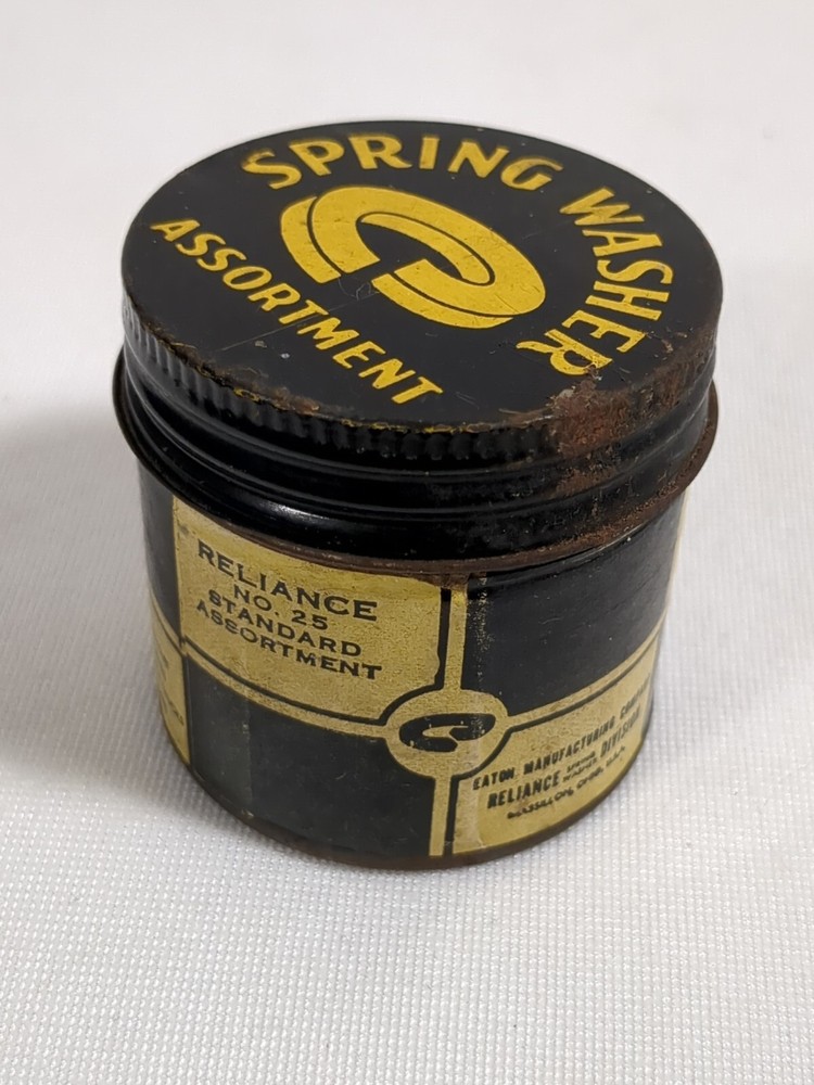 Reliance Spring Washer Cardboard And Tin Container Advertising Empty