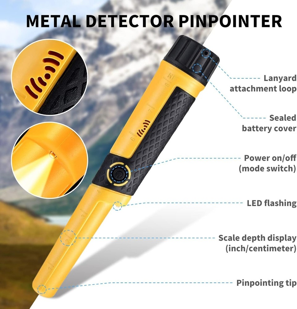 Pinpointer Wand: 5’’ Detection Depth, Lightweight & Fully Waterproof