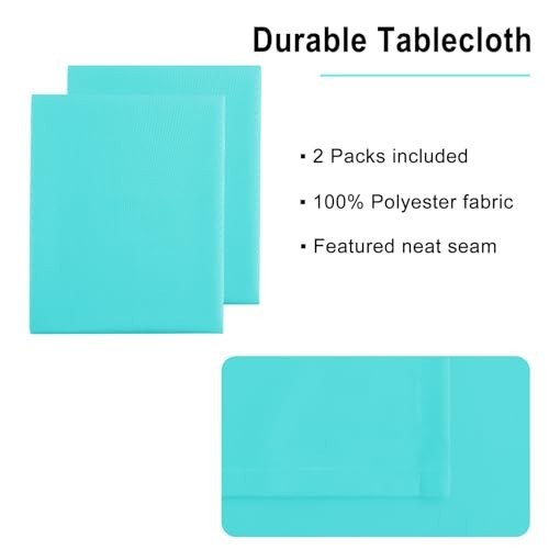 2 Pieces Solid Square Tablecloth - Waterproof and 54"x54"|2 Pack Aqua