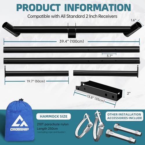 Hitch Mount Hammock Stand - Includes Parachute Nylon Hammock & Hitch Hammock
