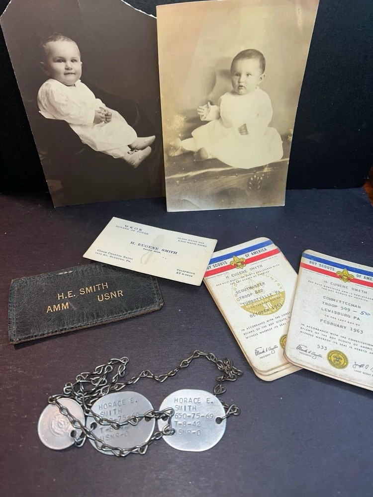 Vintage Ww2 Dog Tags Genealogy Horace Eugene Smith Sunbury Pa