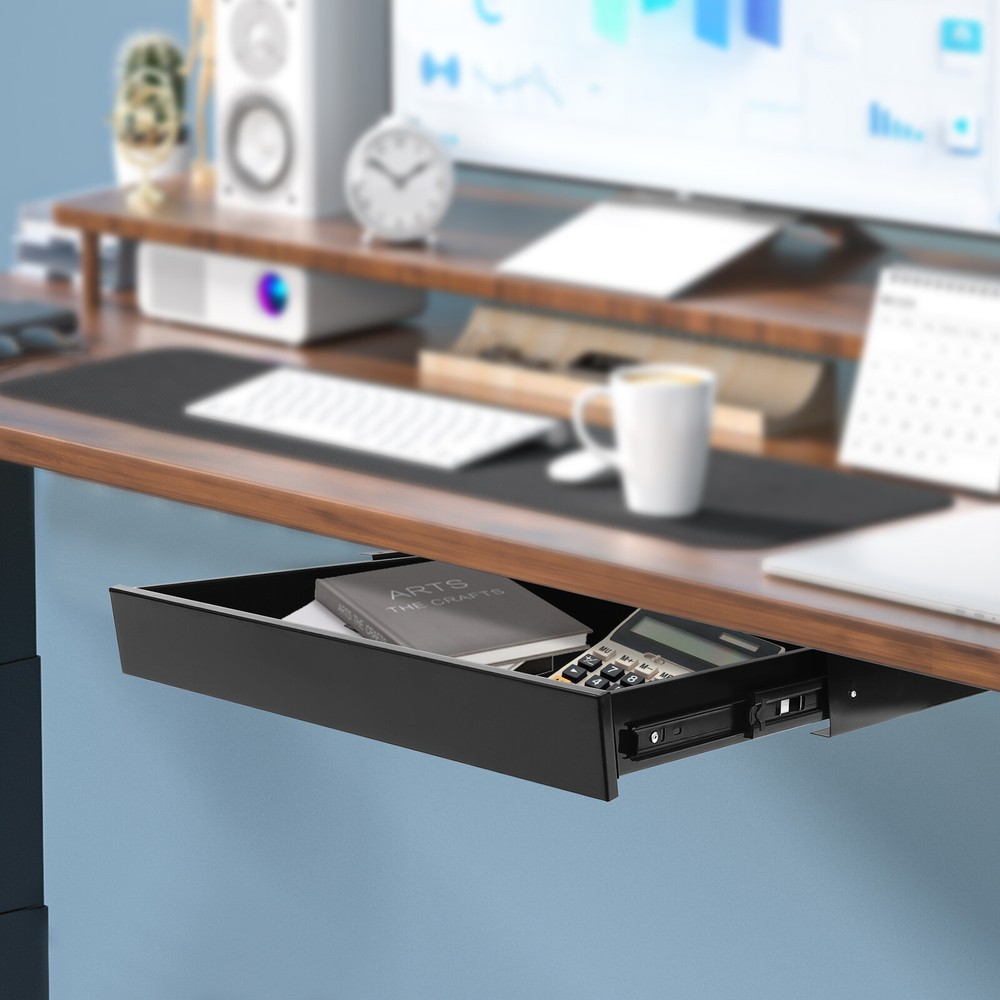 Standing Desk Drawer Under Desk Mounted Sliding Pullout Storage Organizer Drawer