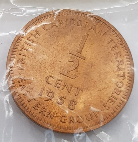 1958 British E Caribbean Territories 1/2 Cent