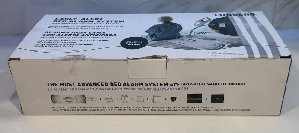 Lunderg Early Alert Bed Alarm System - Wireless Bed Sensor Pad & Pager Elderly