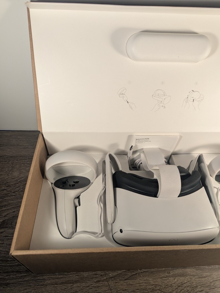 128GB Boxed Meta Quest 2 VR Headset w Controllers Charger Extras Tested Working