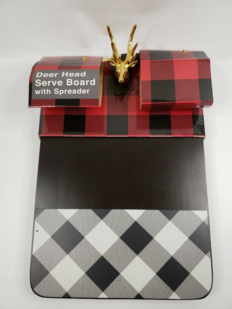Thirstystone Deer Head Board with Buffalo Plaid Foot Pattern