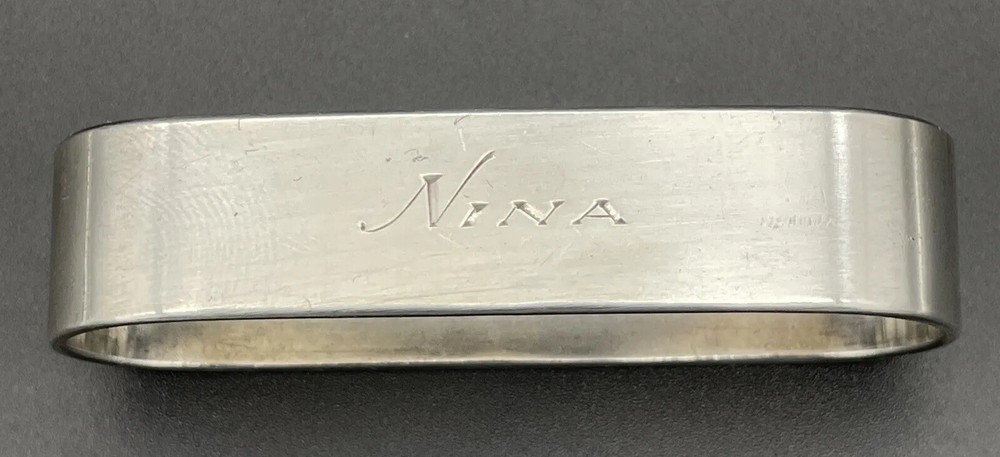 Sterling Silver Napkin Ring Name Engraved “Nina”