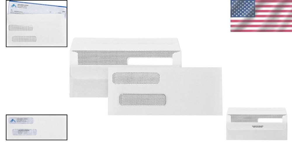 500 Count Double Window Check Envelopes with Security Tint - Quickbooks Fit
