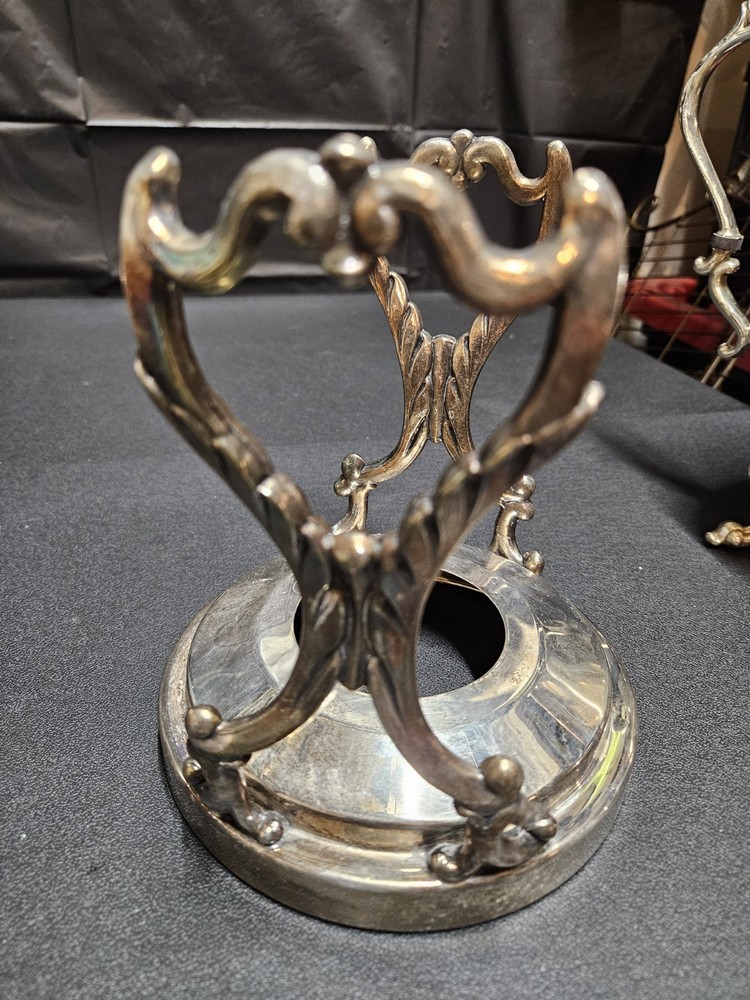 VINTAGE Birmingham Silver Co Silver on Copper Tilting Teapot on Stand w Warmer