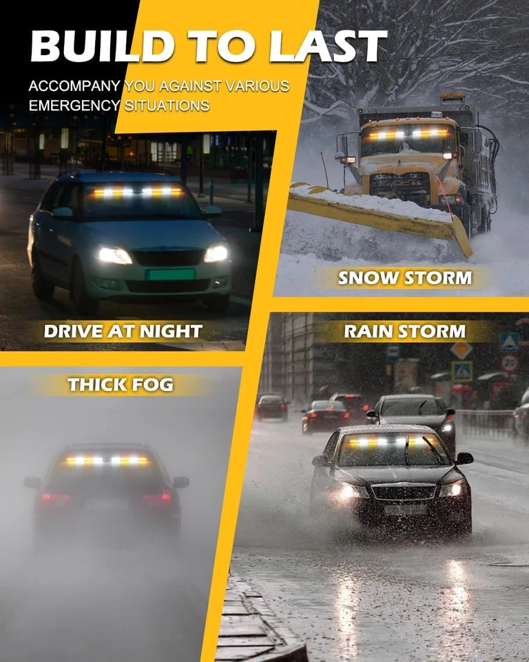 604N Emergency Dash Strobe Lights W/Controller: 2X16.8 Inch Amber White Security