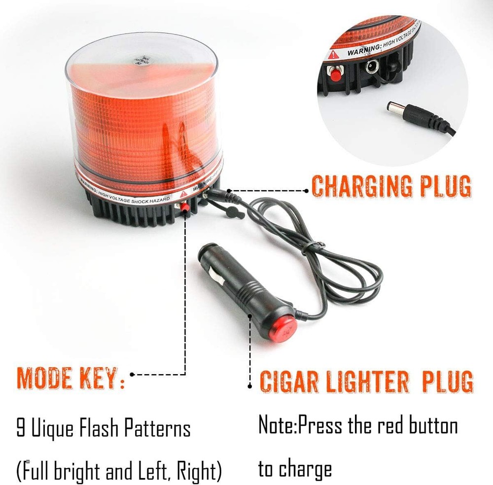 Wireless Rotating Beacon,Orange Battery,LED Strobe Warning Light (Yellow,18LEDs)