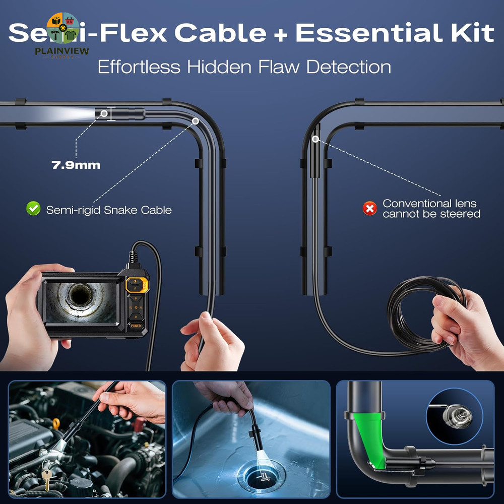 Endoscope Camera with Light, 1920P HD Borescope Inspection Camera with 4.3" IPS