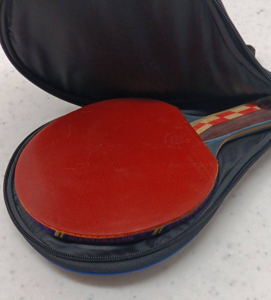 Giant Dragon Platinum Super Spin Ping Pong Paddle with case preowned