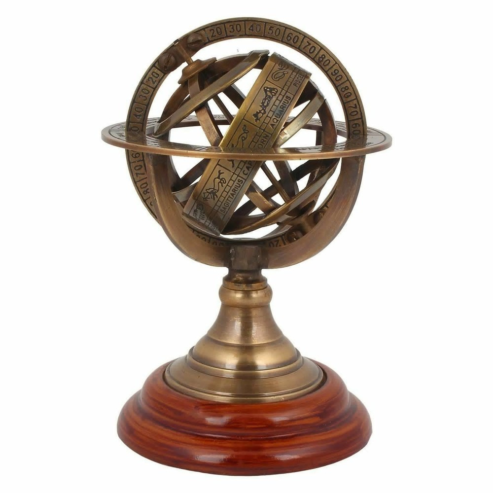Solid Brass Nautical 5" Vintage  Arillary World Globe - Nautical Decor Gift
