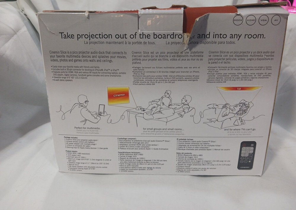 New CINEMIN SLICE Multimedia Player Projector for Ipod, Iphone and Ipad