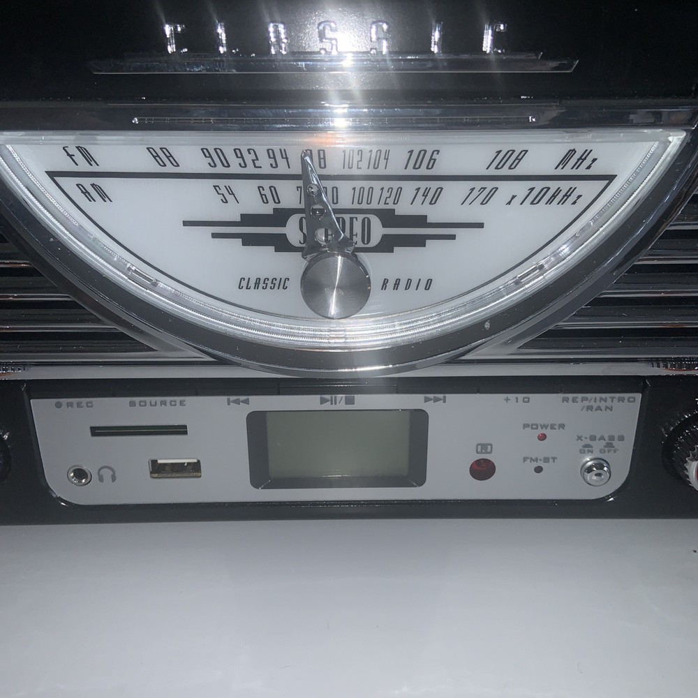 Pyle Vintage Turntable Player W/Stereo Radio- USB/SD Encoding PTR8U