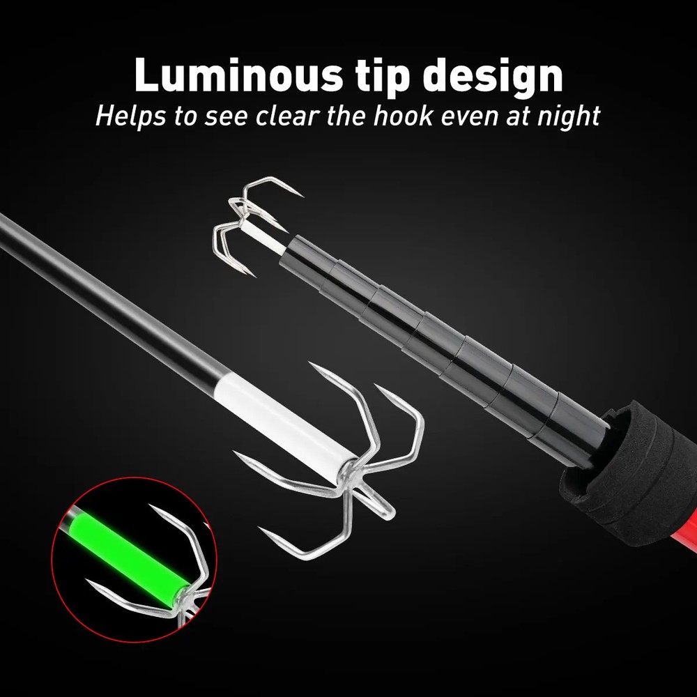 Squid Gaff Stainless Steel Five Hook Corrosion Preventive Retractable Squid Hook