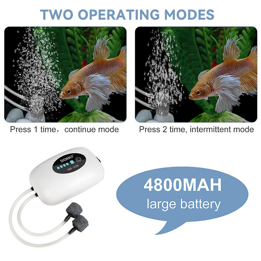 Air Pump Rechargeable Aerator Oxygen Pump USB Portable Air Bubbler For Fish Tank