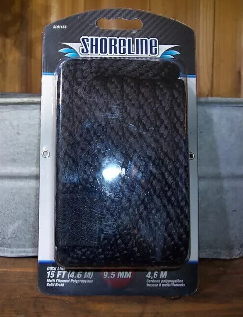 SHORELINE MARINE 15' SOLID BRAID - BOAT/DOCK LINE. U.V. Protected, FREE S/H.