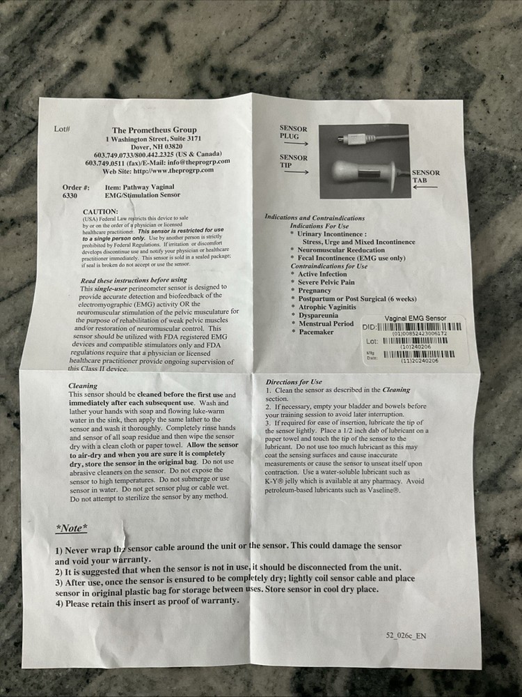 Pathway Vaginal EMG/stimulation Sensor