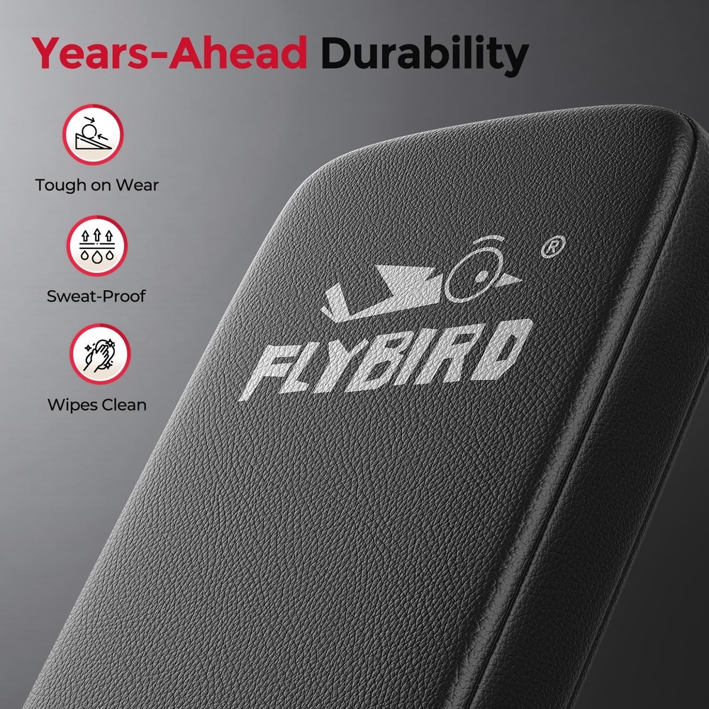 FLYBIRD Adjustable Weight Bench, ASTM-Certified 800LBS Workout Bench Foldable...