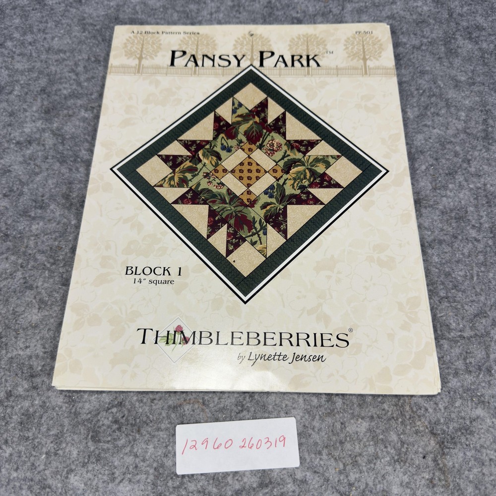 Thimbleberries Pansy Park Quilt Pattern Set 12 Block Series Pack Instructions