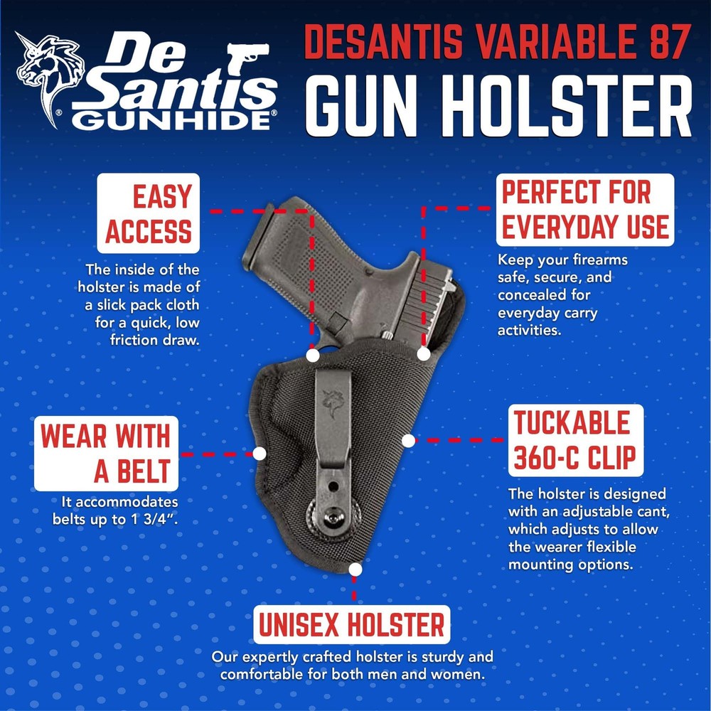 DeSantis Variable 87 IWB Holster P365, Hellcat - Right Hand Draw