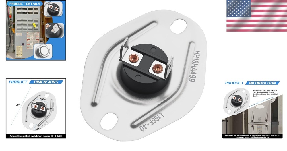 L165-40 Furnace Limit Switch with Auto Reset - Safe Control for Heating Systems