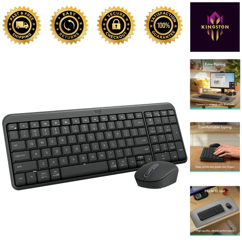 Compact MK250 Bluetooth Keyboard with Ergonomic Mouse - Perfect for Workspaces