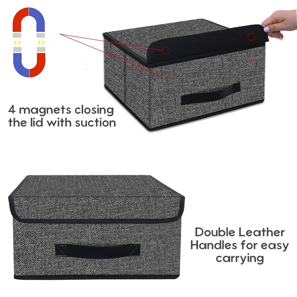 Onlyeasy Foldable Storage Bins Cubes Boxes with Lid - Storage Box Cube Cubby Bas