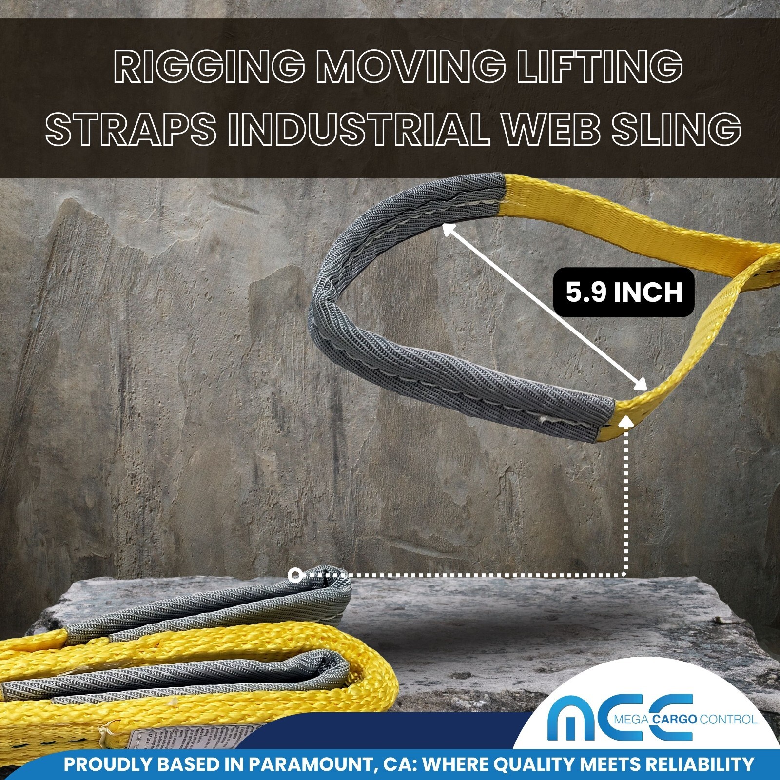 1" x 3 /6 / 9ft 2 Ply Polyester Flat Eye Lifting Sling Strap Web Sling 3100 lbs