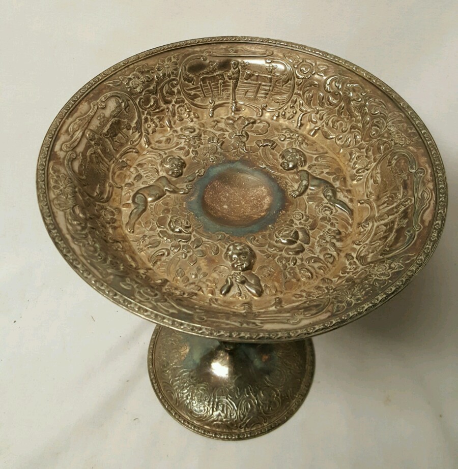 DS Co. Cherrubs Sterling Silver plate Candy Dish