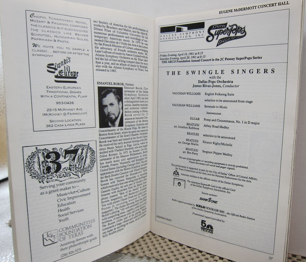 Dallas Symphony Program - April 1991