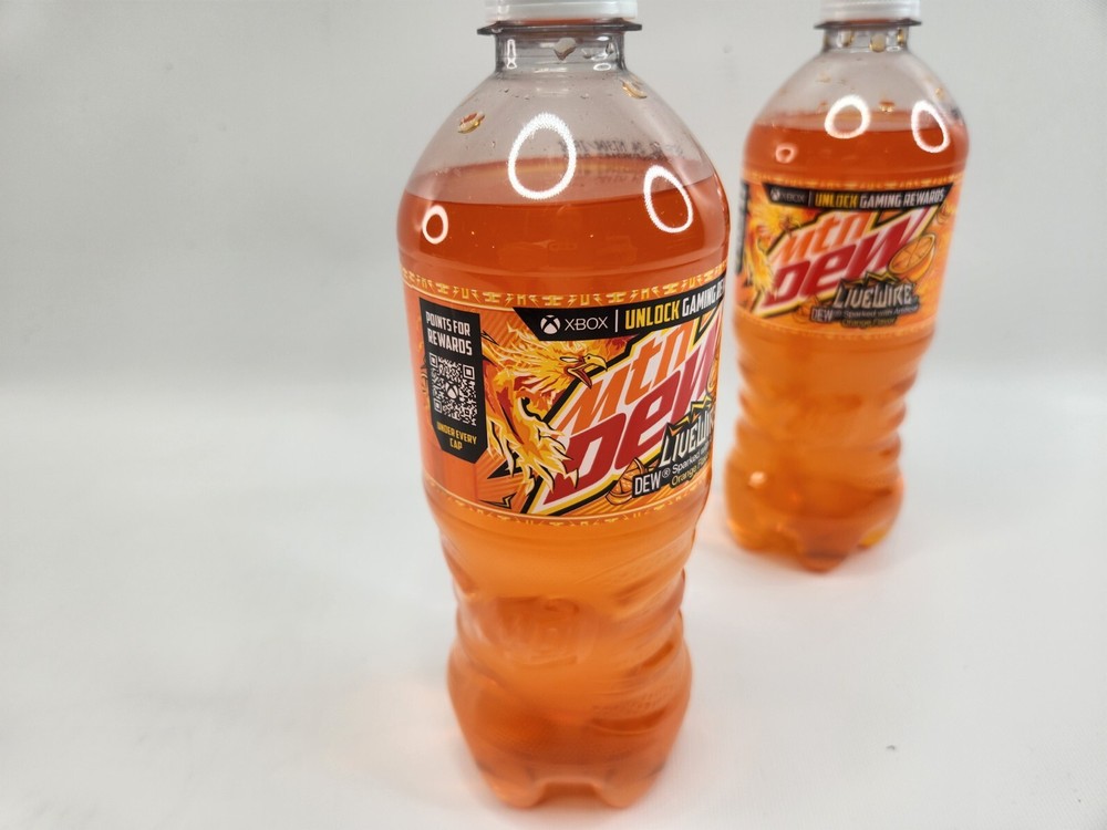 Mountain Dew LiveWire 2 Bottles New Unopened Orange Live Wire