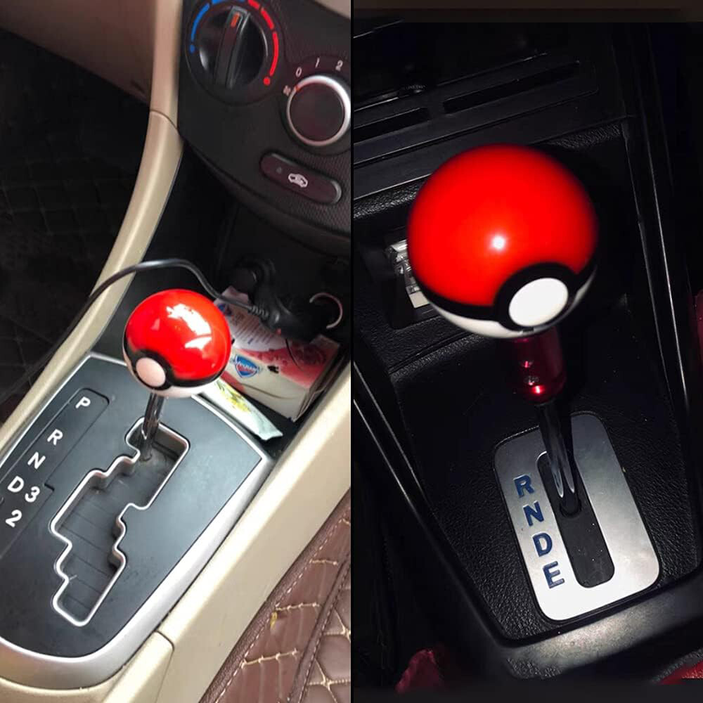 Universal Pokemon Shift Knob Round Poke Ball Gear Shifter Head with 3 Adapters