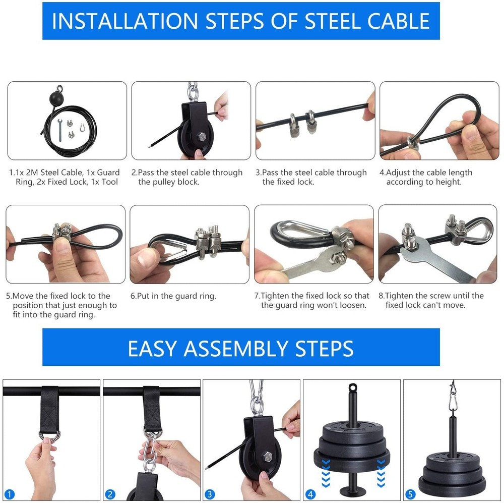 LFJ LAT Pull Down and Lift Weight Pulley System Cable Machine Pulley Attachme