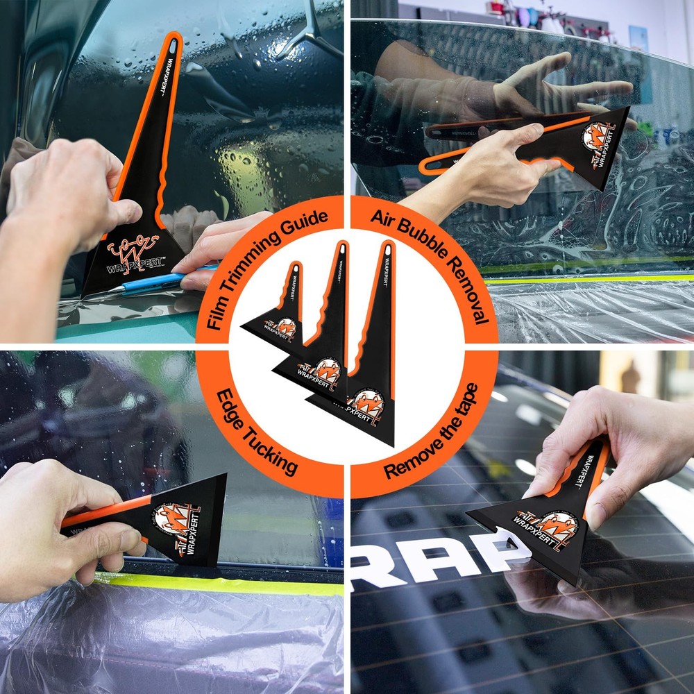 WRAPXPERT Window Tint Tools,3 Pack Squeegee 3 Pack, Black+orange
